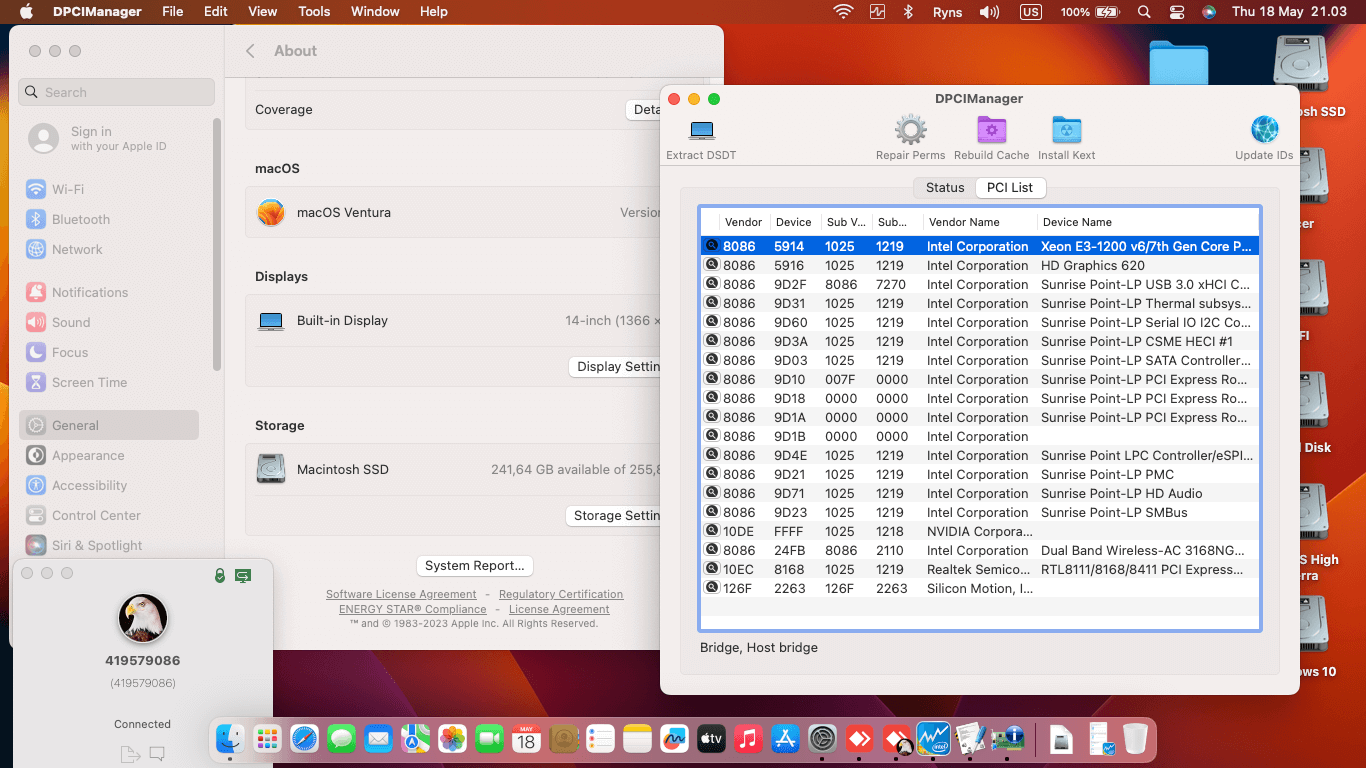 Acer Aspire E5 476G 56VN [KabyLake R   Intel UHD 620 + I2C]   OpenCore 1